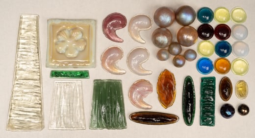 19th c. LCT Tiffany Studio Glass Tile / Parts Collection Louis Comfort Tiffany 38pc