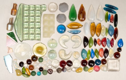 19th c. LCT Tiffany Studio Art Glass Tiles Parts etc 100pc