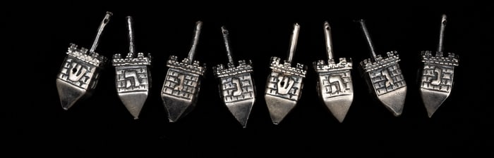 Judaic Sterling Silver "Wall of Jerusalem" Dreidel Collection