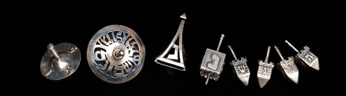 Judaic Sterling Silver Dreidel Collection Bier Wall of Jerusalem