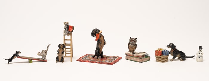 Fritz Bermann Austria Vienna Cold Painted Bronze Sculpture Collection 6pc