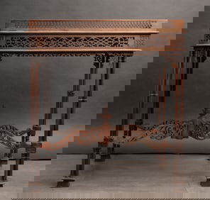 18th c. Chinese Chippendale Mahogany Tea Table