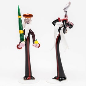 Gianni Toso ( Italy b.1942-) Judaic Blown Murano Venetian Glass Rabbi Figurine Collection