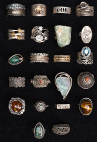 Judaic Sterling Silver Jewelry Ring Collection Malachite Gold Amber etc