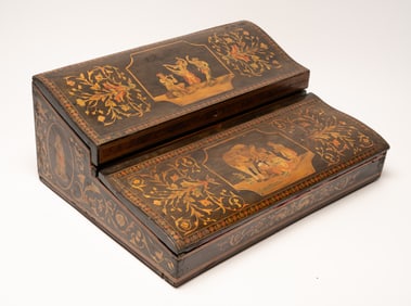 19th C Italian Sorrento Inlaid Boulle Marquetry & Parquetry Writing Box