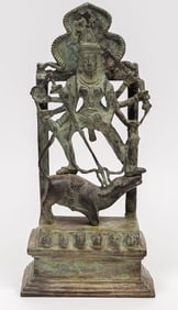 Chinese Kali Durga Slaying Demon Mahishasura Bronze Statue