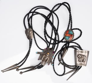 Navajo Native American Sterling Silver Bolo Neck Tie Collection Signed