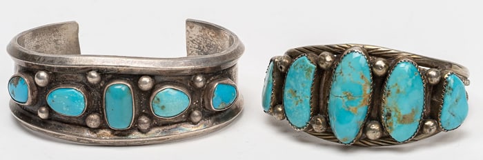 Navajo Native American Turquoise & Sterling Silver Wide Cuff Bracelet Collection