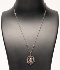 Edwardian Belle Epoque Diamond & Ruby Pearl Necklace