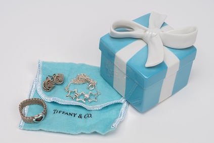 Tiffany & Co Sterling Silver Collection Love Knot Earrings Triple Star Necklace Love Ring Ceramic