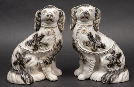 19th c. English Staffordshire Dog Sculpture Pair