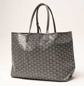 Goyard Chevron St Louis PM Grey Tote Leather Bag with Handbag