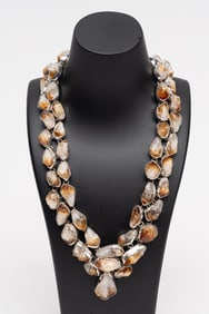 Bohemian Sterling Silver Raw Citrine Gemstone Statement Necklace