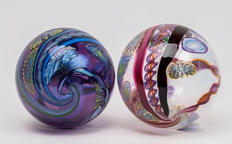 James Nowak ( America b. 1956-) Millefiori Floats Large Sphere Orb Art Glass Collection