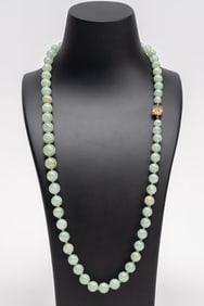 Gumps 14k Gold Green Jade Bead Necklace
