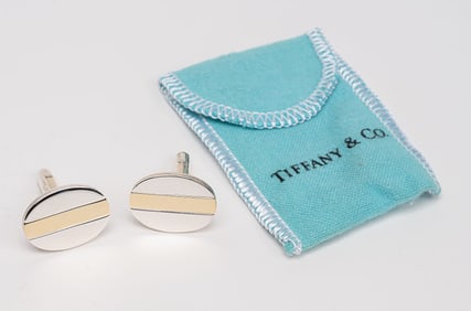 Tiffany & Co 18k Gold & Sterling Silver Oval Gentleman Cufflinks