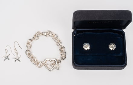 Tiffany & Co Sterling Silver Jewelry Collection Heart Arrow Toggle Bracelet Earring Paloma Picasso