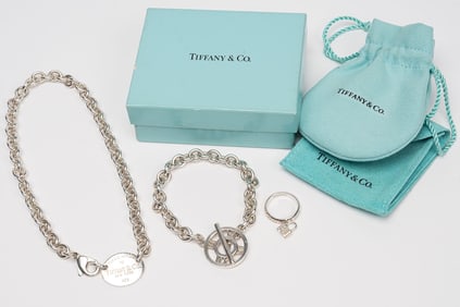 Tiffany & Co Sterling Silver Collection Atlas Bracelet "Please Return To Tiffany" Tag Necklace