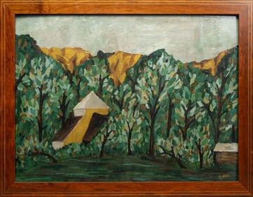 Andre Lhote ( French 1885-1962) Landscape Oil on Masonite