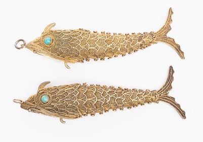 Judaic Filigree Sterling Silver Fish Figural Spice Besamin Box Collection