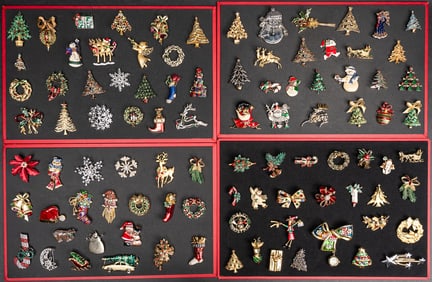 Christmas Santa Claus Costume Jewelry Brooch Collection Kramer Hobe etc aprox 100pc
