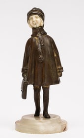 Demetre Chiparus ( Romania France 1886-1947) "Schoolgirl" Art Deco Bronze Sculpture Signed