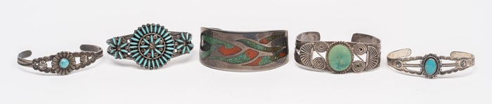 Navajo Zuni Native American Sterling Silver Turquoise Cuff Bracelets Fred Harvey Era Jane Yikaazba