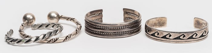 Navajo & Hopi Native American Sterling Silver Cuff Bracelet Collection Arthur Yowitewa Twisted Wire