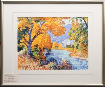 Robert Daughters ( America 1929-2013) "Rivers Bend" Hand Pulled Seigraph