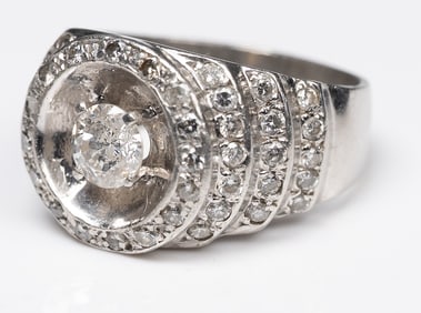 Platinum Mine Diamond Mens Ring 80pt Center