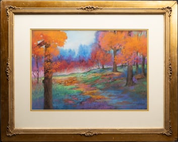 Richard Mayhew ( America 1924-2024) Pastel Watercolor Landscape Signed