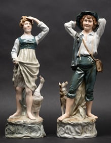 Royal Dux Bohemia Czechoslovakia Porcelain Sculpture Pair