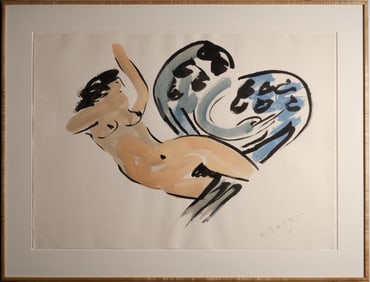 Reuben Nakian ( America 1897-1986) "Leda and the Swan" Ink And Wash on Paper Signed