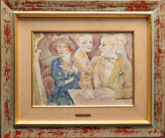 George Grosz ( America / German 1893-1959) "In the Cafe" Watercolor