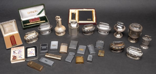 Large Lighter Collection Cartier Zippo Ronson Sterling Silver etc