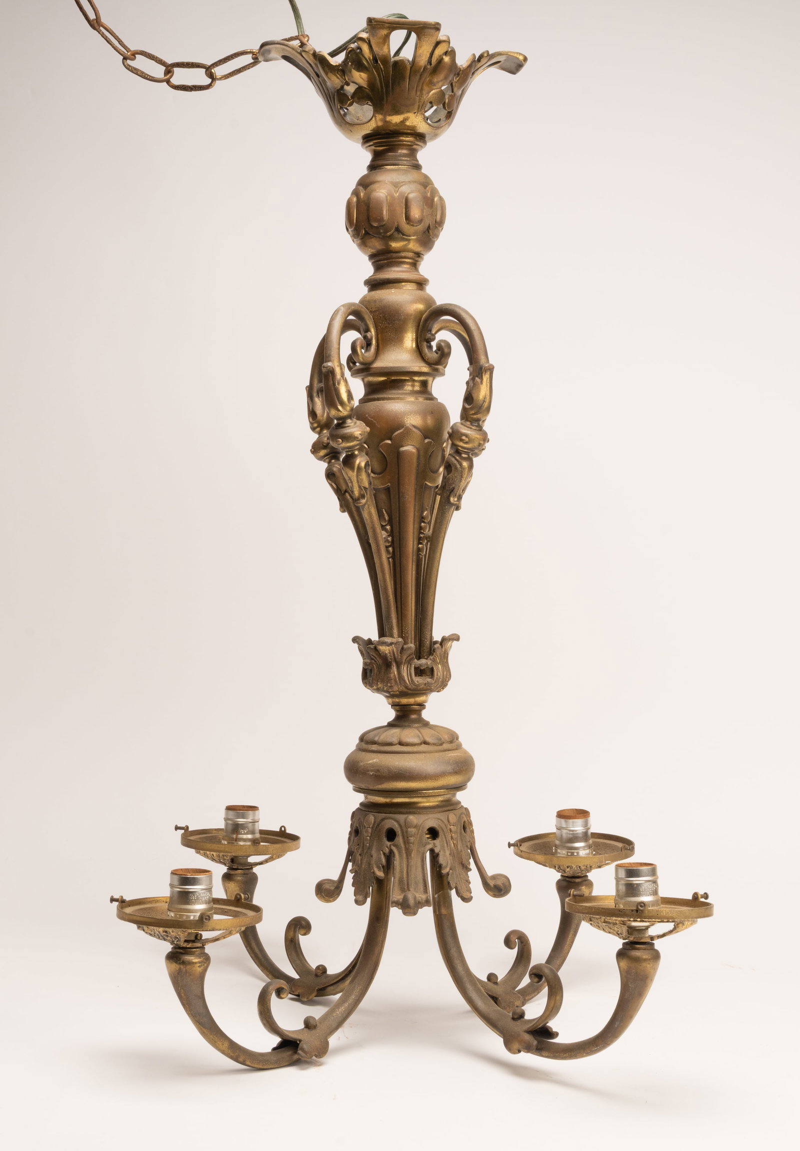 French Gilt Bronze 4 Light Chandelier (1 of 7)