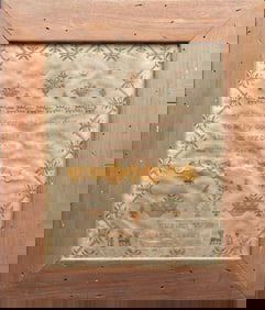 19th c. American Needlework Sampler Folk Art of Margaret Turner Dated 1826