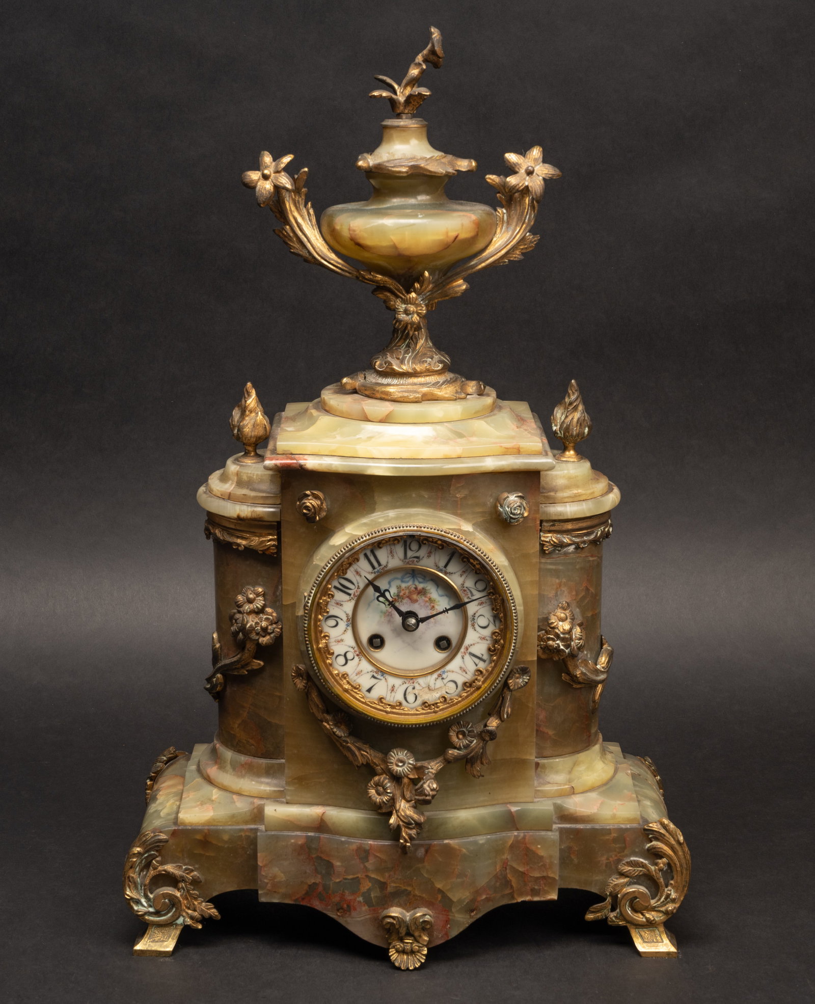 19th c. Vincenti & Cie French Onyx Ormolu Mantel Clock (1 of 15)