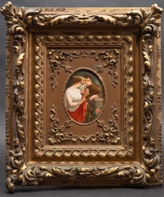 19th c. German Porcelain KPM Plaque " Rosenzeit " Signed Wagner