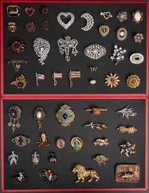 Large Costume Jewelry Brooch Collection Signed