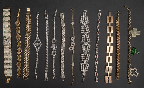 Vintage Costume Jewelry Rhinestone Bracelet Collection 80pc