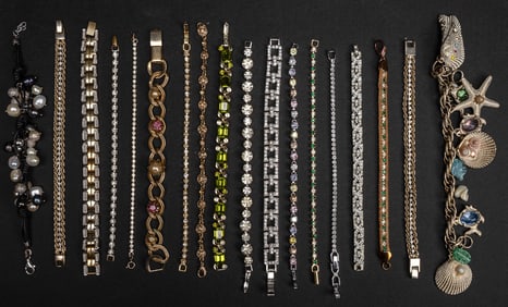 Vintage Costume Jewelry Rhinestone Bracelet Bangle Cuff Collection 85pc Trifari etc