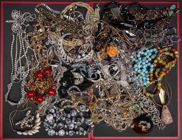 Costume Jewelry Rhinestone Necklace Collection 64pc Coro Trifari Etc