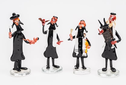 Gianni Toso ( Italy b.1942- ) Judaic Blown Murano Art Glass Rabbi Collection