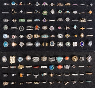Large Costume Jewelry Ring Collection 120pc