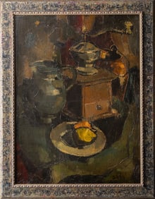 Sha Qi Sadji ( China / Belgium 1914-2005) Still Life Oil on Board Signed