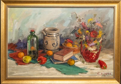 Si Chen Yuan ( Chinese / America 1911-1974) Stll Life Oil on Canvas Signed