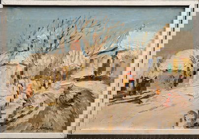 Georgi Lapchine ( Russia 1885-1950) Winter Cityscape Oil On Canvas