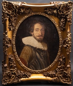 Dutch Old Master School Portrait Of Cavalier Oil On Canvas