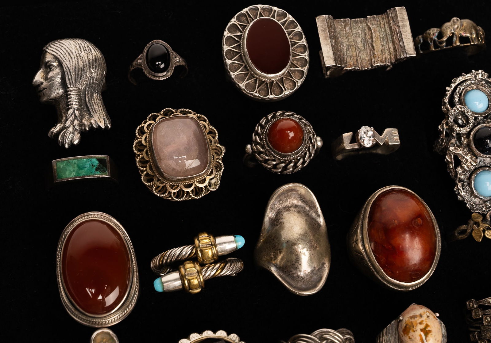 Large Sterling Silver Ring Collection - 3